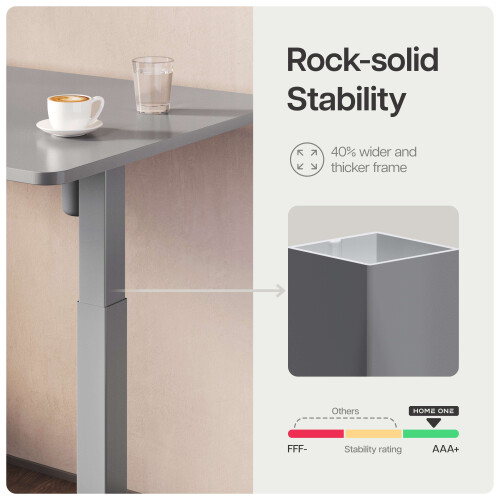(Grey) Electric standing desk frame HomeOne - Height adjustable - Double engine - Smart control 2