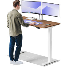 (140x70cm, White/Walnut) Standing desk Desktronic HomeOne - 140x70cm - Height adjustable - Electric - Double engine - Smart control