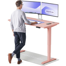 (140x70cm, Pink/Pink) Standing desk Desktronic HomePro - 140x70cm - Height adjustable - Electric - Double engine - Smart control