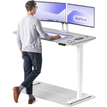 (140x70cm, White/Grey) Standing desk Desktronic HomePro - 140x70cm - Height adjustable - Electric - Double engine - Smart control