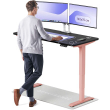 (140x70cm, Pink/Black) Standing desk Desktronic HomePro - 140x70cm - Height adjustable - Electric - Double engine - Smart control