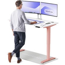 (140x70cm, Pink/White) Standing desk Desktronic HomePro - 140x70cm - Height adjustable - Electric - Double engine - Smart control