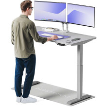 (140x70cm, Grey/Grey) Standing desk Desktronic HomeOne - 140x70cm - Height adjustable - Electric - Double engine - Smart control