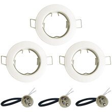 KingYH 3 Pack Round Recessed Spotlights Downlight Bezel Trim Ring Fitting GU10 Light Mounting Frame with GU10 Lamp Holder for Ceiling Spotlight MR16