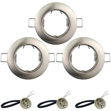 KingYH 3 Pack Round Recessed Spotlights Downlight Bezel Trim Ring Fitting GU10 Light Mounting Frame with GU10 Lamp Holder for Ceiling Spotlight MR16