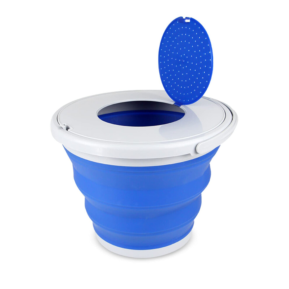 Foldable Bucket Portable, Blue Collapsible Bucket Camping, With Cover, Foldable Design, Sturdy And Durable, Easy To Carry And Store, Suitable For 603693812365