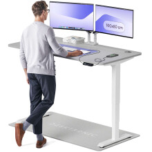 (160x80cm, White/Grey) Standing desk Desktronic HomePro - 160x80cm - Height adjustable - Electric - Double engine - Smart control