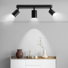 CANMEIJIA Led Ceiling Spotlights GU10 3 Spotlight Black Ceiling spot Lights Kitchen spot Lights Swivelling 350? Suitable for Kitchen/Hallway (not