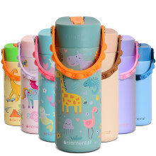 Elemental Insulated Kids Water Bottle, Stainless Steel Water Bottle with Straw Lid & Pop-It Handle, Leak-Proof Water Bottles for School, Boys or