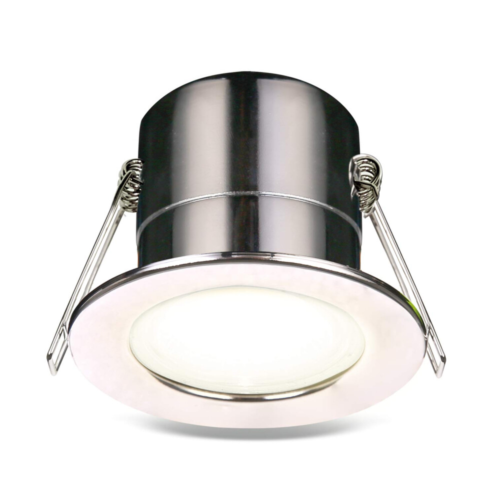 Luceco F-Eco Gu10 Standard Fixed Dimmable Downlight, 5 Watts, 3000K Colour Temperature, Polished Chrome