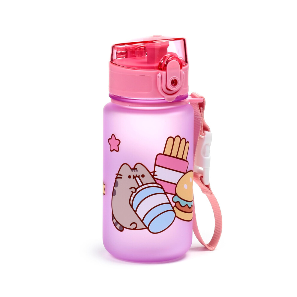 Puckator Pusheen The Cat Foodie Pop Top 350Ml Shatterproof Bottle - Reusable Insulated Active Water Bottle Flask For Girls And Boys With A Carry