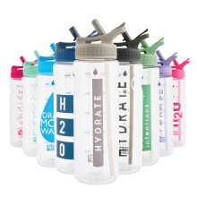 Polar Gear 750ml Motivational Water Bottle With Straw - SK Ecozen Recycled Plastic Sports Water Bottle with Time Markings ? Dishwasher Safe, BPA Free