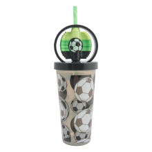 Polar Gear Football 530ml Fidget Spinner Tumbler - Fun & Interactive Drinkware for Kids, BPA-Free, Spill-Proof Lid, Black &Green