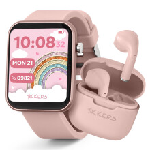 Tikkers Smart Series 13 - Pink Silicone Strap Smart Watch & Earbuds Set TKS13-0031-SET