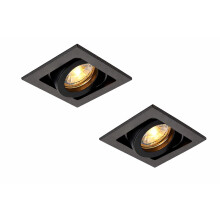 National Lighting Xeno Matt Black Indoor Ceiling Lights - Mains Powered Single Boxed Downlights - Recessed GU10 Spotlights - Adjustable Tilt GU10 LED