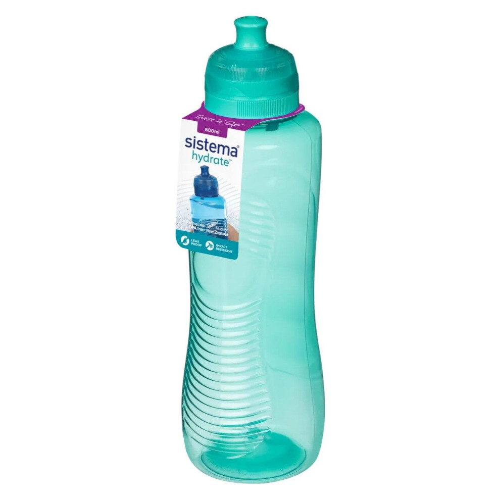 Sistema Twist 'N' Sip Squeeze Sports Water Bottle | Leakproof Water Bottle | 800 Ml | Bpa-Free | Assorted Colours