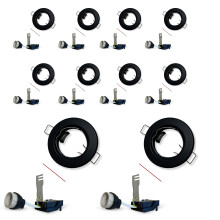 Brightex,Pack of 10 Round Recessed Ceiling Downlights Spotlights Trim Ring Fitting ? GU10 Light Mounting Frame with GU10 Lamp ? Matt Black Finish (2