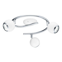 Eglo LED Ceiling Lamp Bimeda, 3-Light Ceiling Spotlight, Metal Ceiling Fixture in White and Chrome, Living Room Light, Spots with GU10 Bulbs, Warm