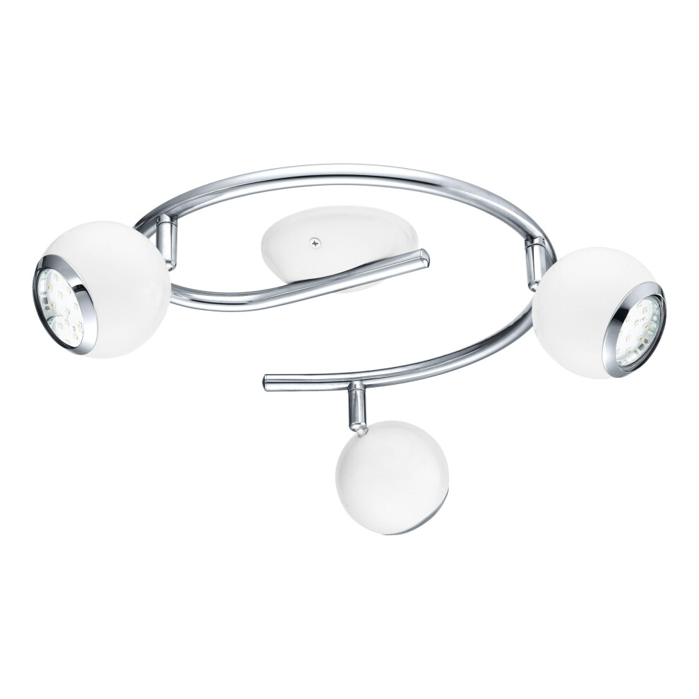 Eglo Led Ceiling Lamp Bimeda, 3-Light Ceiling Spotlight, Metal Ceiling Fixture In White And Chrome, Living Room Light, Spots With Gu10 Bulbs, Warm
