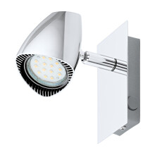 EGLO Corbera LED Wall Light Metal and Plastic Chrome Wall Spotlight with Switch Living Room Lamp Spot Including GU10 Bulb Warm White