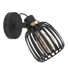 Eglo Wall Light Fixture Girona, Indoor lamp with Adjustable spot, Living Room and Bedroom Lighting, Spotlight Made of Black Metal and Brushed Brass,