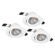 Eglo Set of 3 LED recessed spotlights Saliceto, dimmable Flat Round Ceiling Lights, Aluminium White, Warm ? 8.8 cm