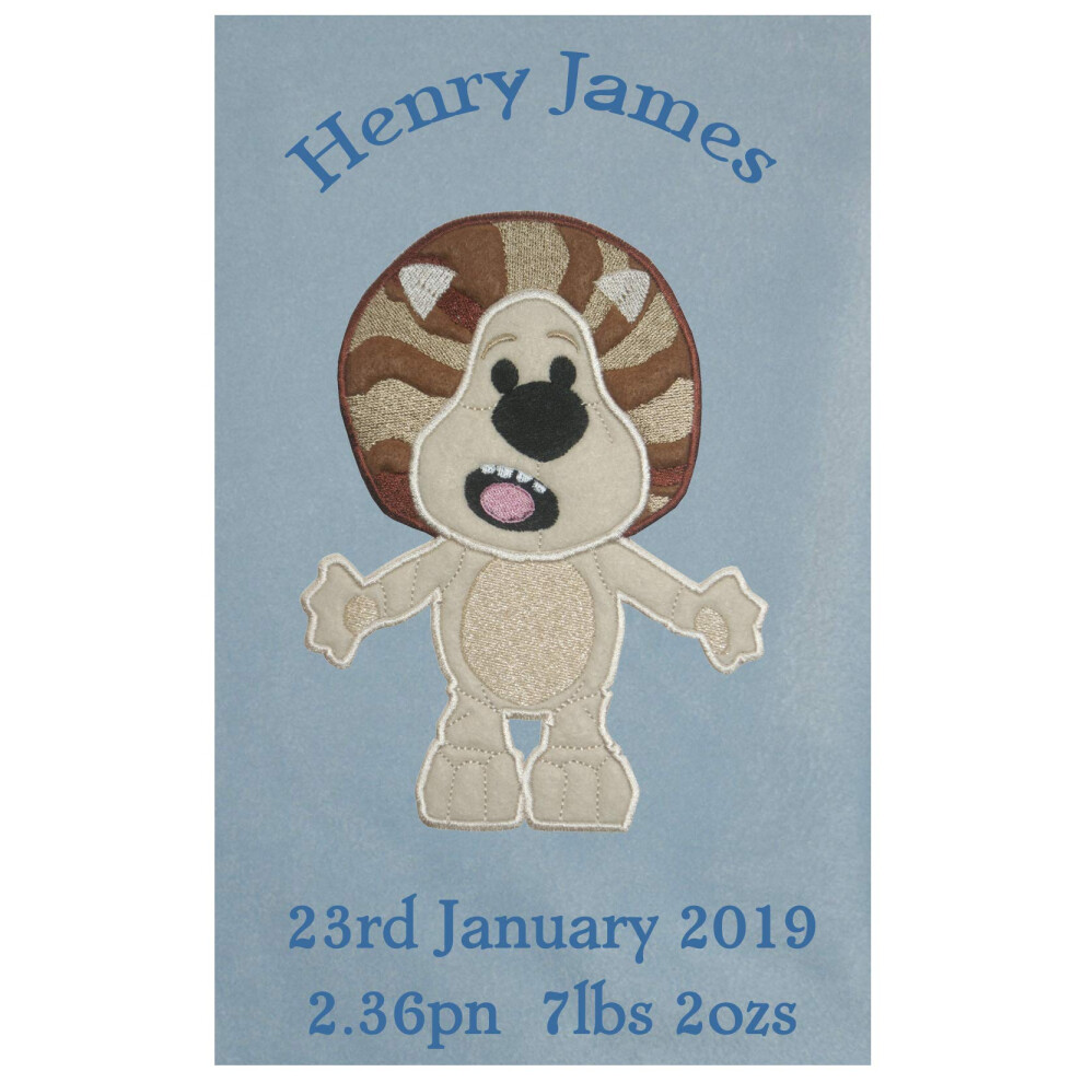Raa Raa The Noisy Lion Personalised Applique Super Soft Fleece Blanket (Baby ) - Choice Of 5 Colours Now Available At Customisation Point! Blue Oh Sew Simple