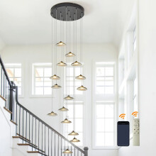 15-Light Cluster Pendant Light, Modern Long Staircase Chandelier for High Ceilings