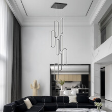 Modern LED Chandelier, 3-Color Dimmable LED High Ceiling Light, Large Staircase Pendant Light Fixture for Entryway Stairway Foyer, 3000K-6000K