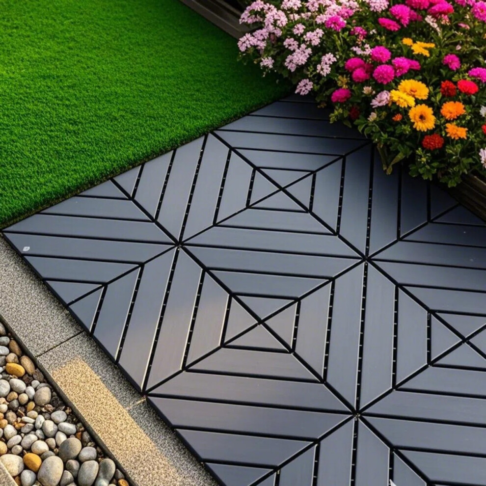 44 Pack Interlocking Deck Tiles, Easy Installation, Weatherproof Low Maintenance Plastic Tiles For Porch, Poolside, Balcony, Backyard, And Indoor Use 762221842929