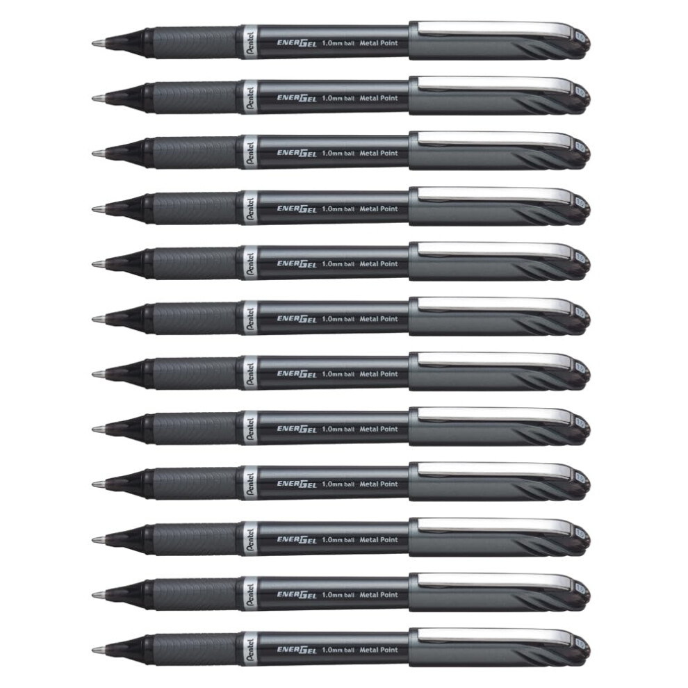 Pentel 1.0 Mm Energel Plus Gel Rollerball Pen - Black 12Pcs