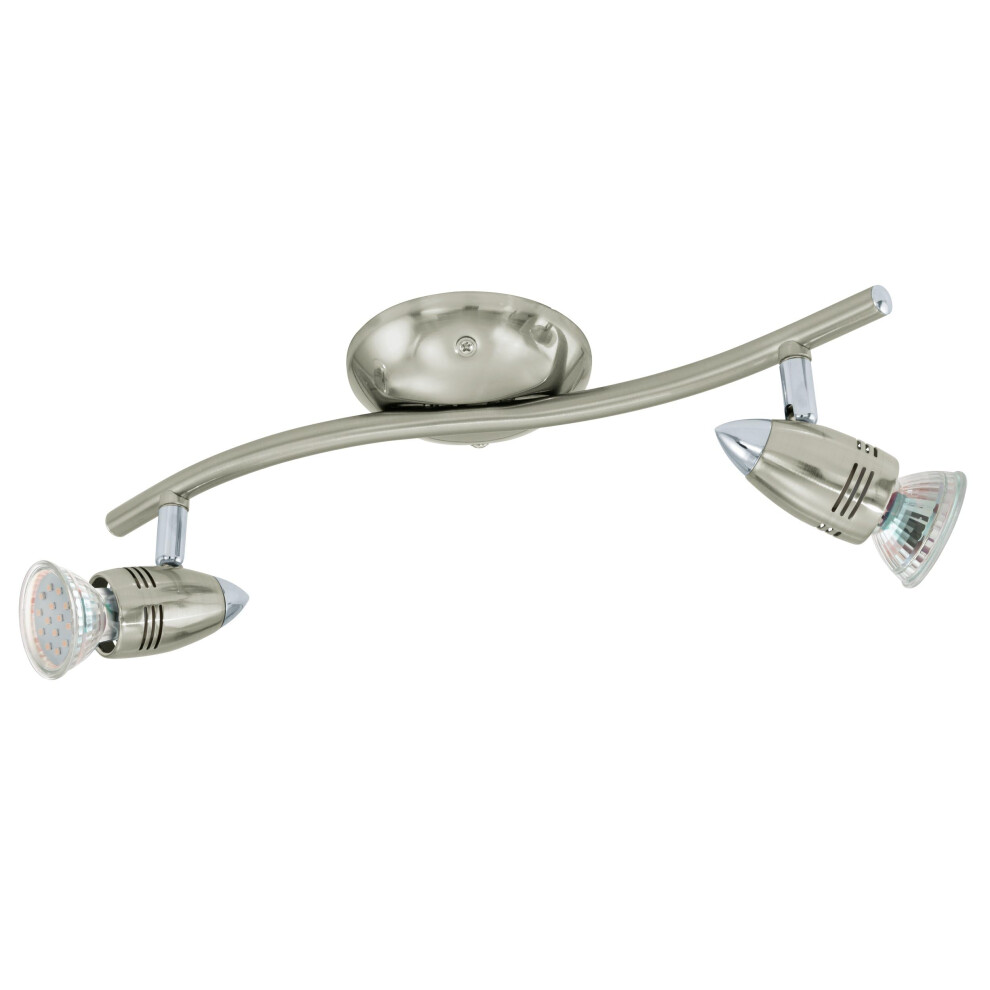 Eglo Led Ceiling Lamp Magnum Led, 2- Ceiling Spot, Metal Ceiling Fixture, Living Room Lamp In Matte Nickel, Chrome, Spots Including Gu10 Light