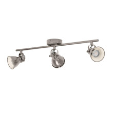 Eglo LED Ceiling Lamp Seras, 3-Light Industrial Ceiling Fixture, Metal Ceiling Spotlight, Living Room lamp in Antique Nickel, Hallway Light, Spots