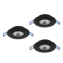 Eglo Set of 3 recessed LED Lamps Zujar, Ceiling spotlights Made of Plastic in Black, Wall spot Lights, Warm White, ? 8.5