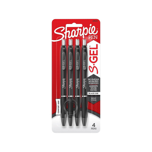 Sharpie Sharpie S-Gel 1mm Bold Point Pens 4/Pkg-Black