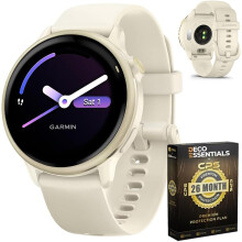 Garmin 010-02985-01 VIVOACTIVE 6 Health and Fitness GPS Smartwatch Bone with Silicone Band Bundle with 2 YR CPS Enhanced Protection Pack
