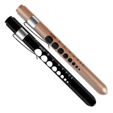 ALMOCN 2 Pack Pen Light,Nurse Medical Reusable LED Penlight White Light with Pupil Gauge and Ruler,Black and Gold