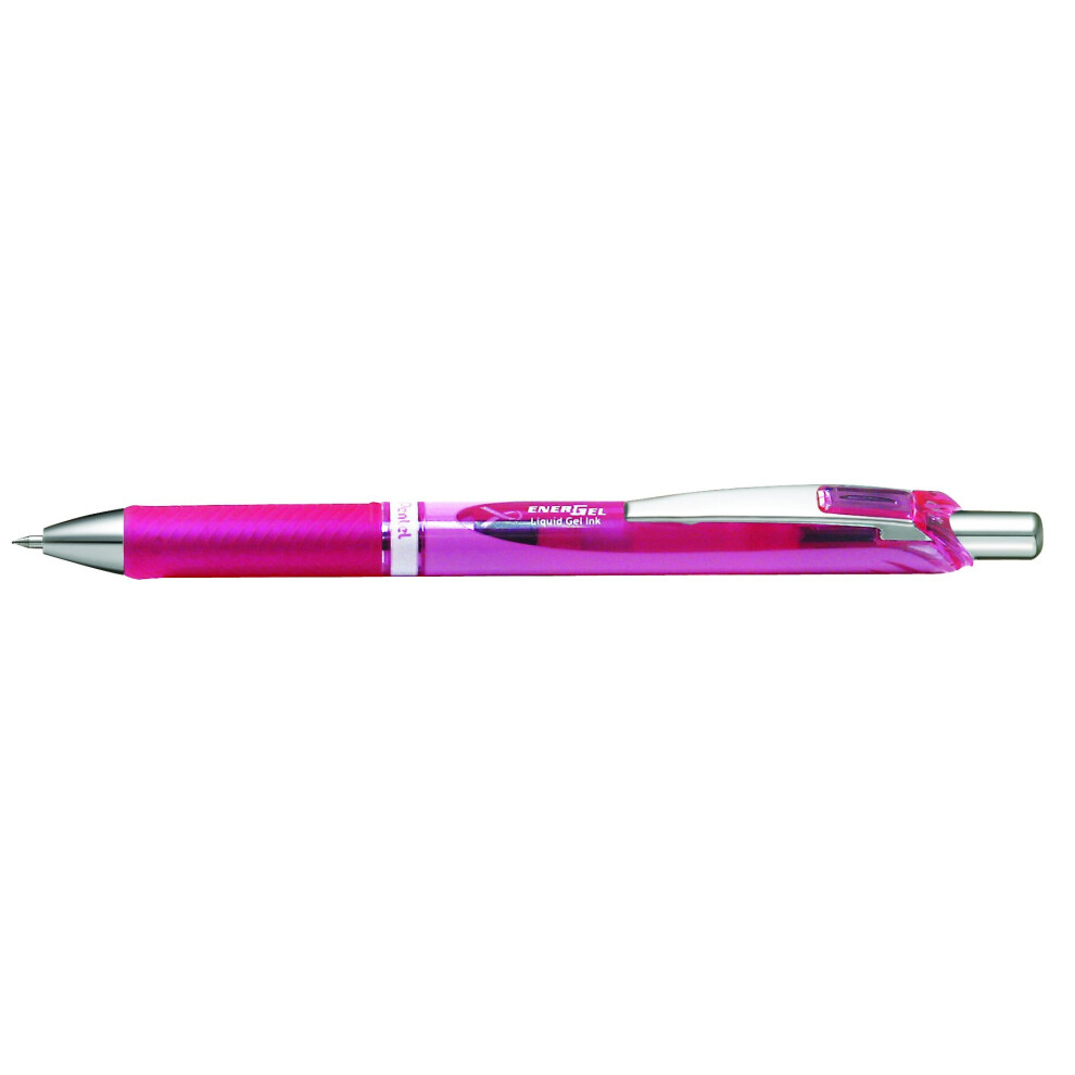 Pentel 0.7Mm Energel-Xm Breast Cancer Campaign Retractable Gel Roller Pen With Pink Barrel - Black