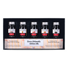 Jacques Herbin 18503T - Set of 5 bottles of 10 ml ink for fountain pens and rollerball pens, assorted autumn Colours. Made in France - Drawing -