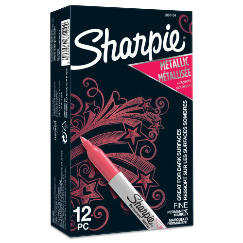 Sharpie Sharpie Metallic Permanent Markers | Fine Point | Ruby Metallic | 12 Count