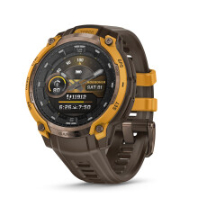 Garmin Instinct? Crossover AMOLED, Rugged Hybrid GPS Smartwatch with Analog Watch Hands and Bright AMOLED Display, Bronze/Sunburst with Cocoa Silicone
