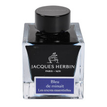 Jacques Herbin 13119JT - 50 ml ink bottle for fountain and roller pens, Bleu de minuit/ Midnight Blue Colour - Made in France - Calligraphy - Writing