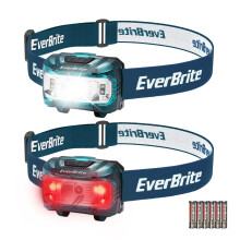 EverBrite LED Head Torch Battery Powered, Lightweight Headlamp with 5 Lighting Modes, Headlight for Camping, Running, Cycling, Fishing, Hiking,
