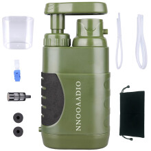 Portable Water Filter Water Purifier Pump, with Internal Carbon and Ultra Filter Assembly, 0.01 Micron Absolute Hollow Fiber Membrane Survival Gear