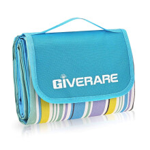 GIVERARE Picnic Beach Blanket, XL Sandfree Waterproof Outdoor Camping Blanket, Quick Drying Oxford Family Mat, Portable Extra Large Picnic Mat for