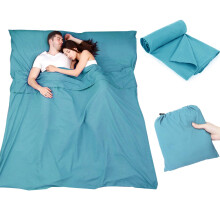 Plliocse Sleeping Bag Liner Travel Sheet Sleeping Bag, Double Size 160 x 210 cm Sleeping Bags Liners with Pillow Pockets for Adults, Travel, Hotels,