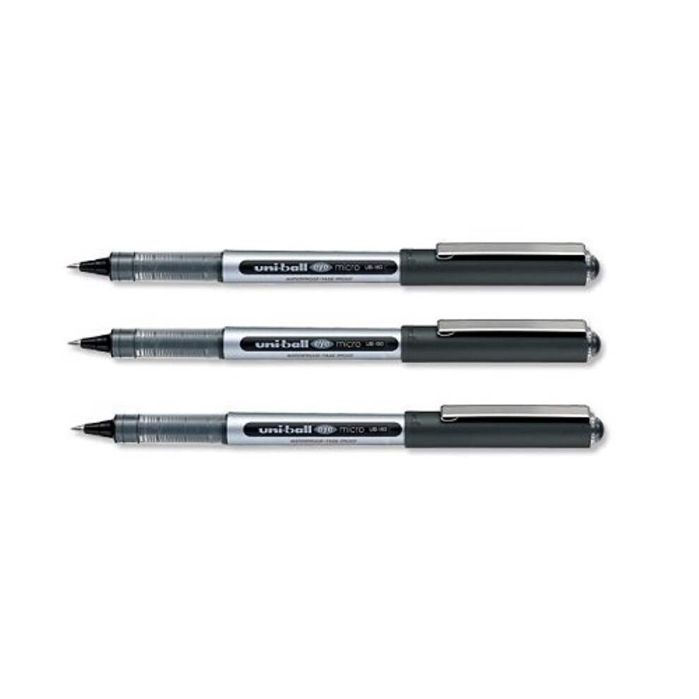 Uni-Ball 3 X Eye Ub150 Rollerball Pens Micro 0.5Mm Tip 0.3Mm Line Ink Black