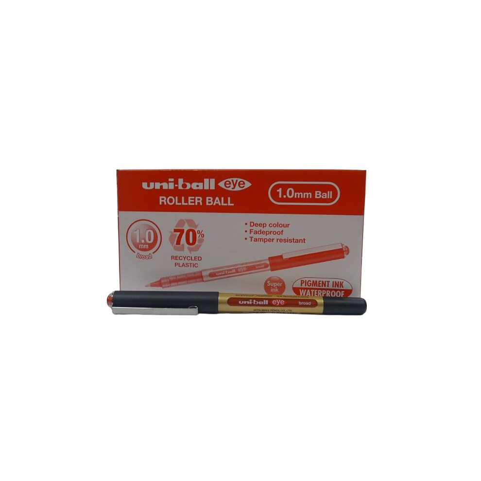 Uni-Ball Eye Broad Liquid Ink Rollerball Ub-150E-10 1Mm Box 12 Pcs Red