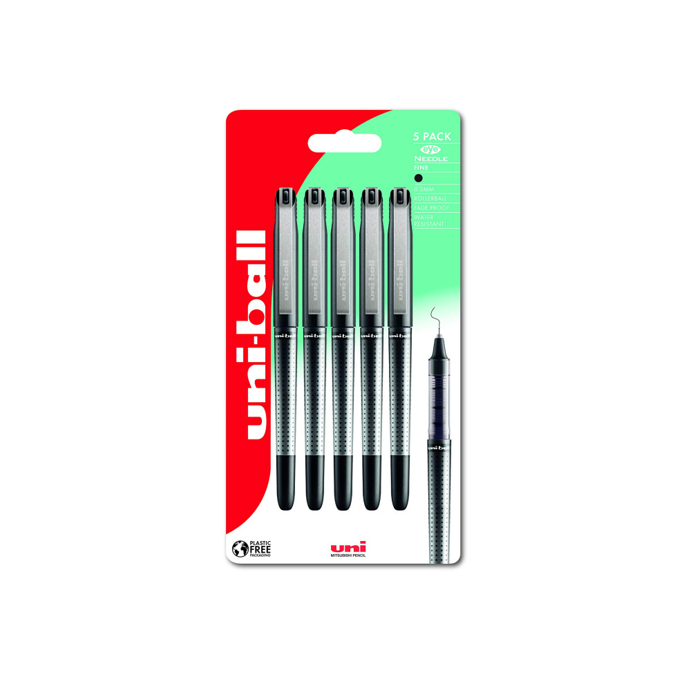 Uni-Ball Eye Ub-185S Needle Rollerball Pens. Micro 0.5Mm Ballpoint Tip For Super Smooth Writing, Drawing, Art, Crafts And Colouring. Fade And Black