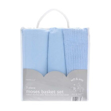 COUNTRY CLUB Soft, Cosy and Easy Care 3 Piece Baby Moses Basket Set - Cellular Blanket/Polar Fleece Blanket/Fitted Sheet - Newborn Baby Gift Idea -